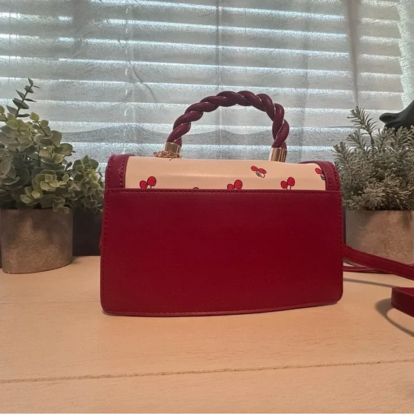 NWOT - Cherry Print Shoulder Mini Bag with Cherry Bag Charm - Picture 3 of 8